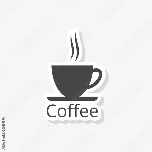 Coffee cup sticker  simple vector icon