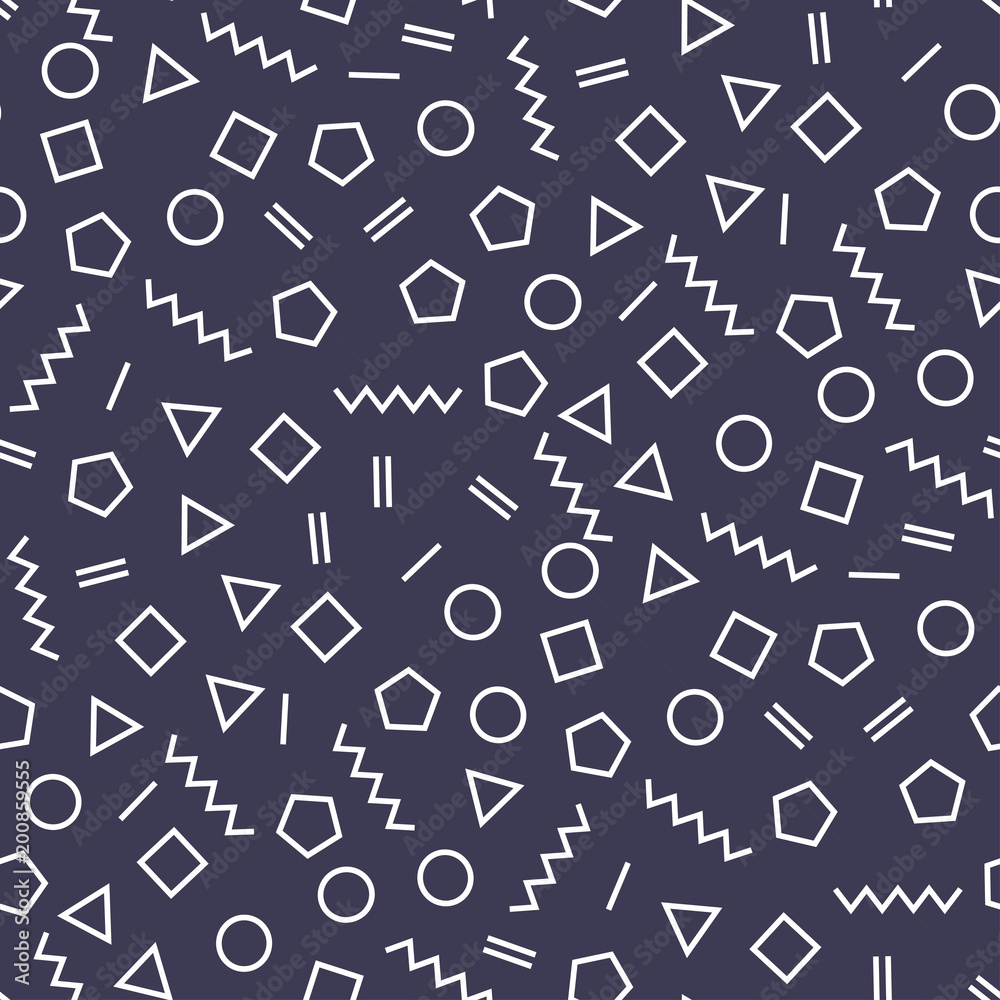 memphis style geometric seamless pattern