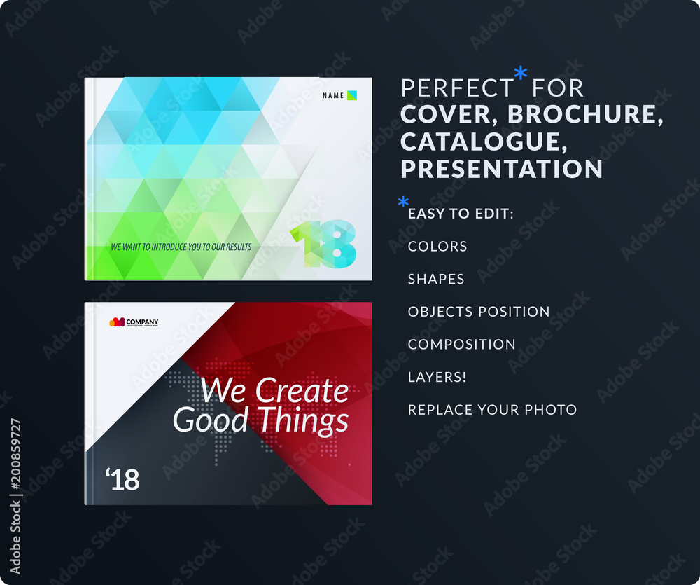 Presentation. Abstract vector set of modern horizontal templates with colourful polygonal shapes Presentation. Abstract vector set of modern horizontal templates with colourful polygonal shapes