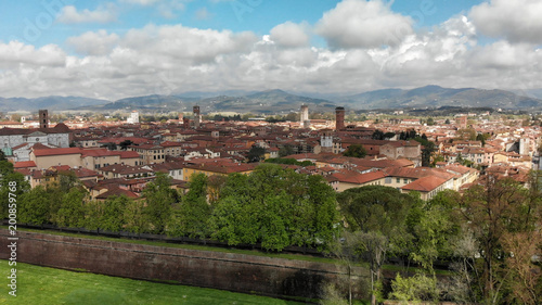 Aerial view of Lucca buildings, Tuscany