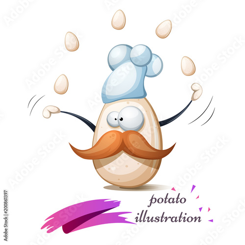 Funny, cute, crazy egg with mustache, whisker Vector eps 10