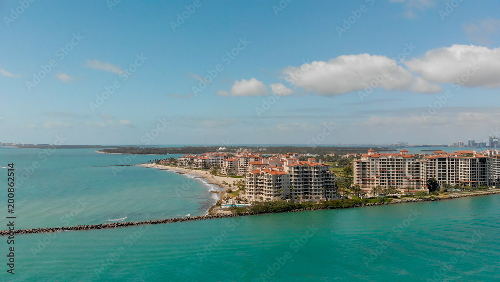 Aerial view of Fisher Island in Miami, Florida