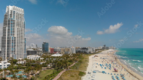 Beach of South Pointe in Miami Beach, Florda aerial view