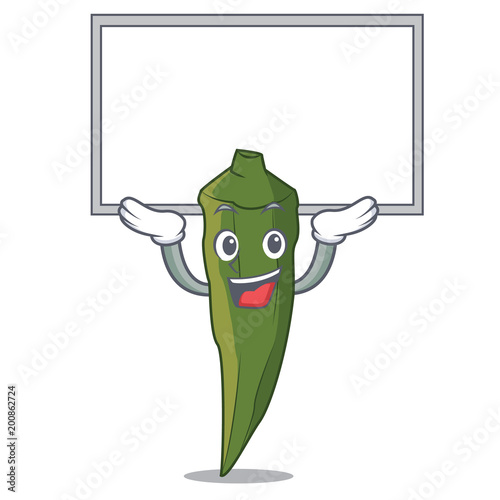 Up board okra character cartoon style