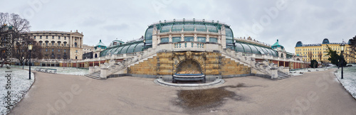 Photography Butterfly House (Schmetterlinghaus) in Vienna in winter, panoramic image