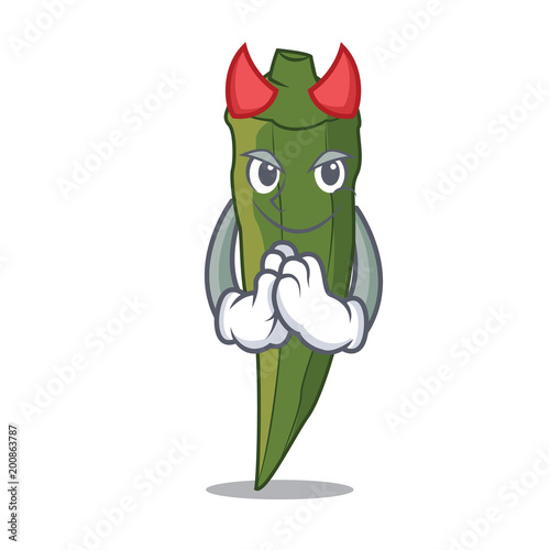 Devil okra mascot cartoon style