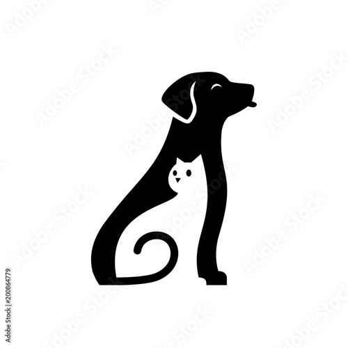 dog cat pet cute care logo vector icon illustration