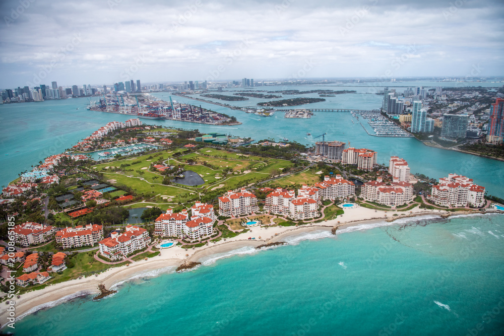 Fisher Island aerial view, Miami