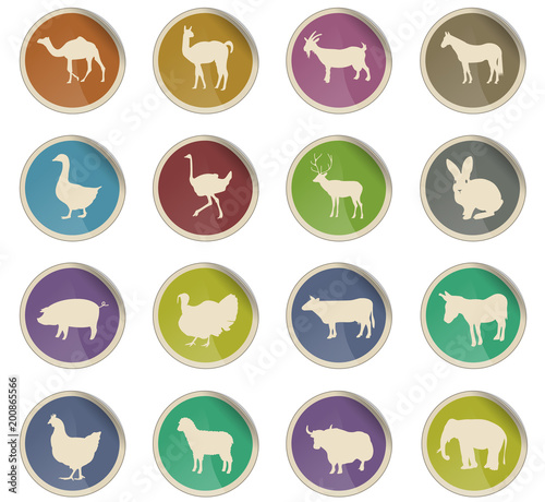 farm animals icon set