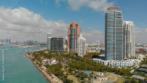 Aerial view of Miami skyline from South Pointe Park, Florida © jovannig