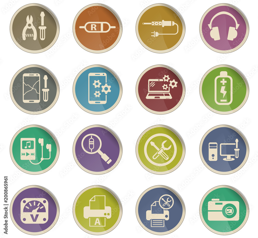 electronics repair icon set electronics repair icon set