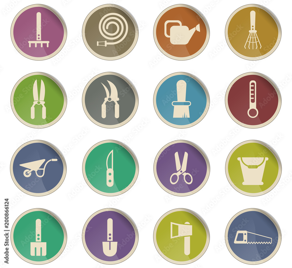 garden tools icon set