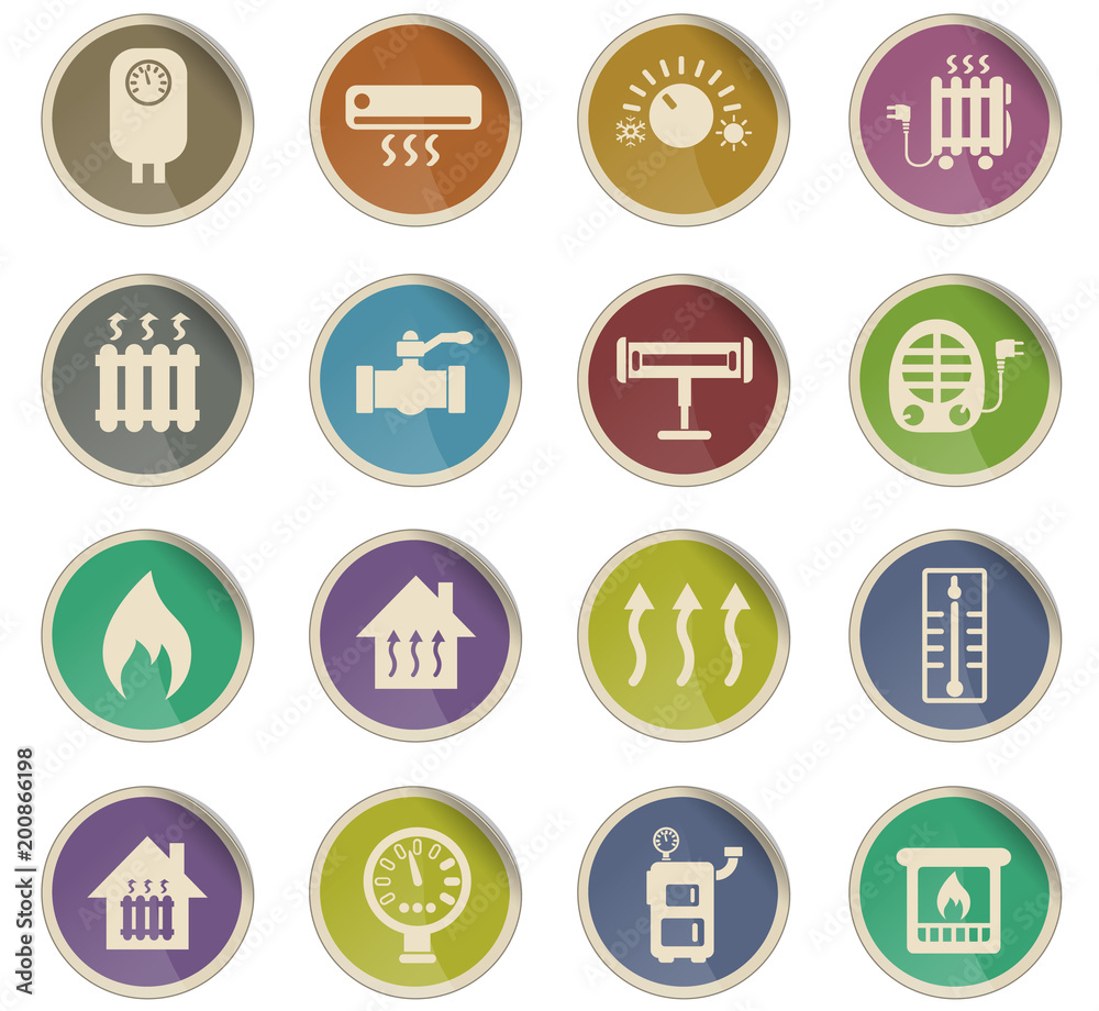 heating icon set heating icon set