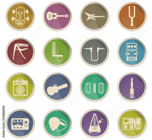 guitar and accessories icon set