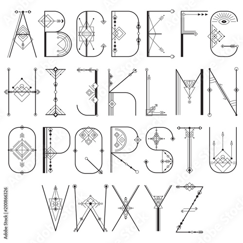 Vector modern sacred alphabet
