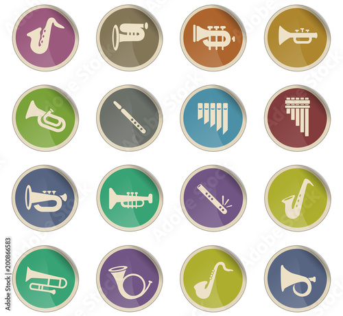 wind instruments icon set