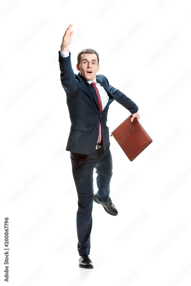 Choose me. Full body view of businessman on white studio background Choose me. Full body view of businessman on white studio background