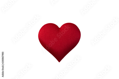 Velvet heart isolated on white background 