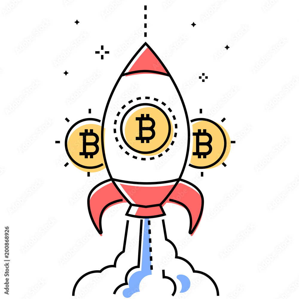 Bitcoin business - colorful line design style conceptual illustration