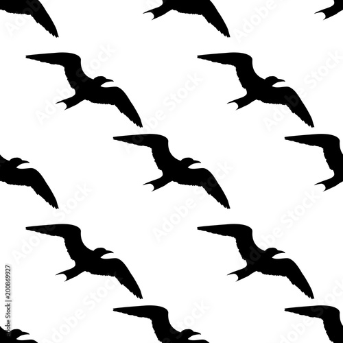 Icono plano patron con silueta gaviota negro sobre fondo blanco © teracreonte