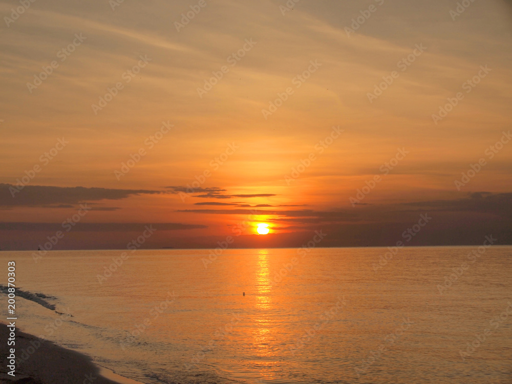 Slow shutter seascape view and beautiful sunrise