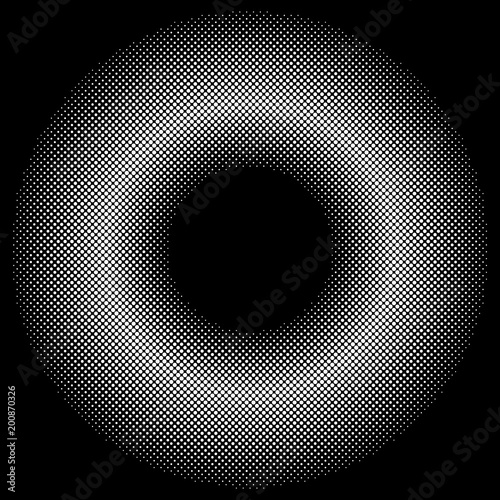 Black and white dotted texture. Round halftone vector background. Sparse dotted gradient. Abstract monochrome halftone for pop art design. Black ink dot vintage overlay. Retro halftone template