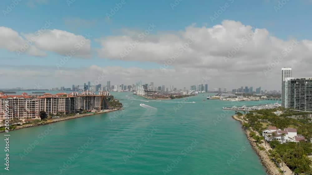 Aerial panorama of South Pointe Park and buildings in Miami Beach Aerial panorama of South Pointe Park and buildings in Miami Beach
