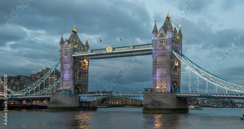 Day to night timelapse at Tower Bridge photo