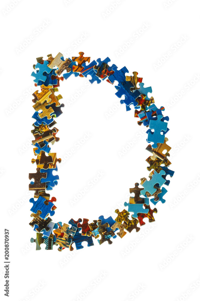 Letter D made of puzzle pieces