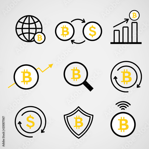 Cryptocurrency Logo Business Money Bitcoin Cash Litecoin Ethereum Monero Ripple Zcash Dash Stratis Vector