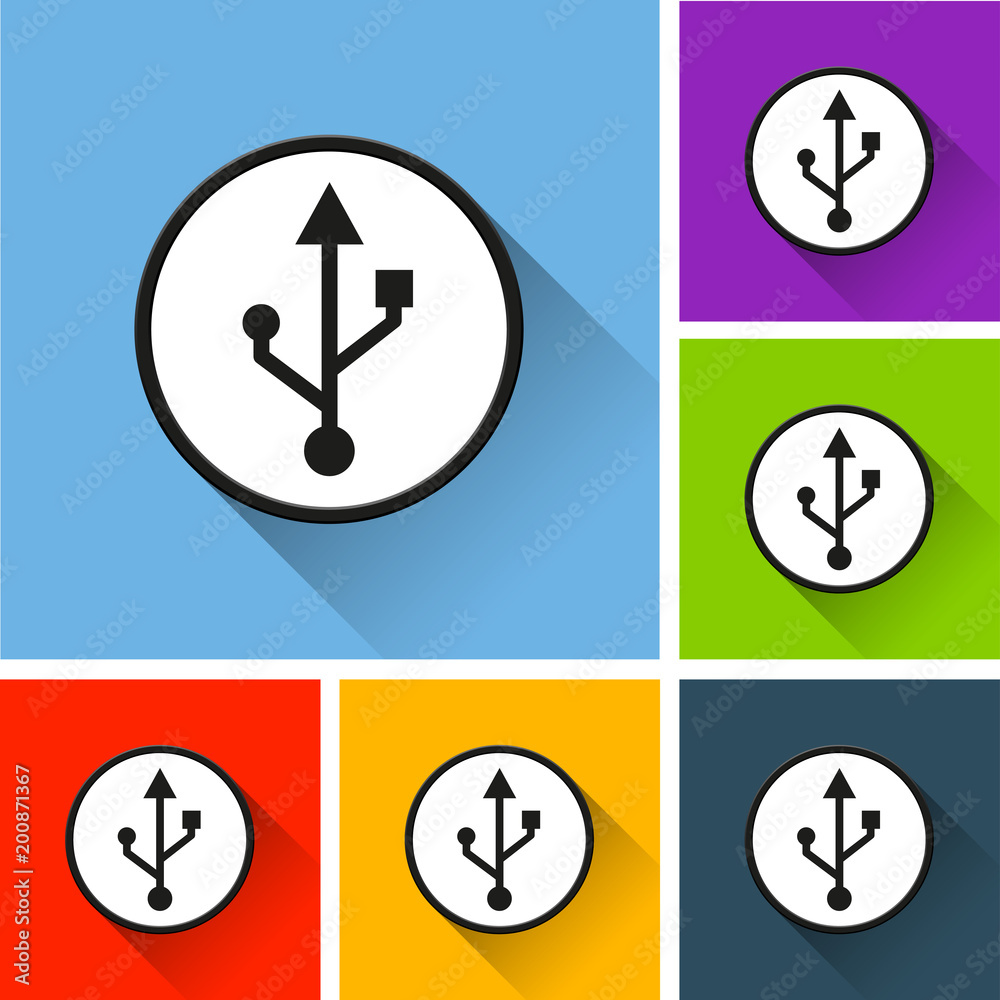 usb icons with long shadow usb icons with long shadow