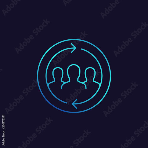 customer retention, returning clients vector linear icon