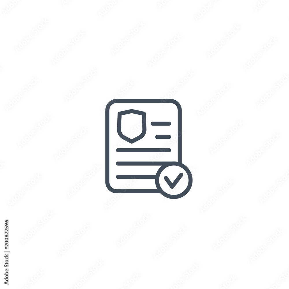 insurance policy document icon in linear style on white