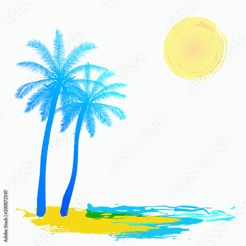 Summer Theme background with coconut tree