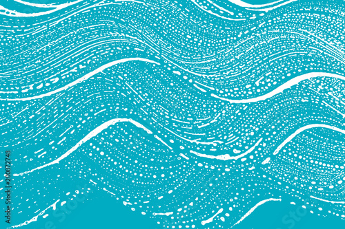 Natural soap texture. Alive green blue foam trace background. Artistic pleasant soap suds. Cleanliness, cleanness, purity concept. Vector illustration.