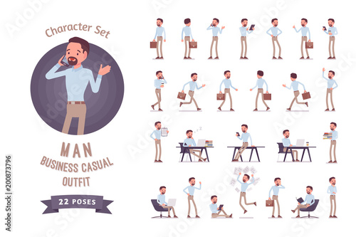 Smart business casual man ready-to-use character set
