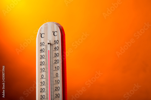 Celsius thermometer with hot background