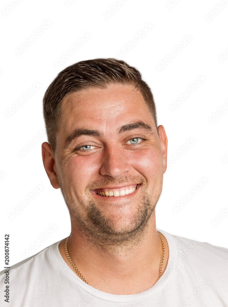 Handsome man laughing, isolated on white background Handsome man laughing, isolated on white background