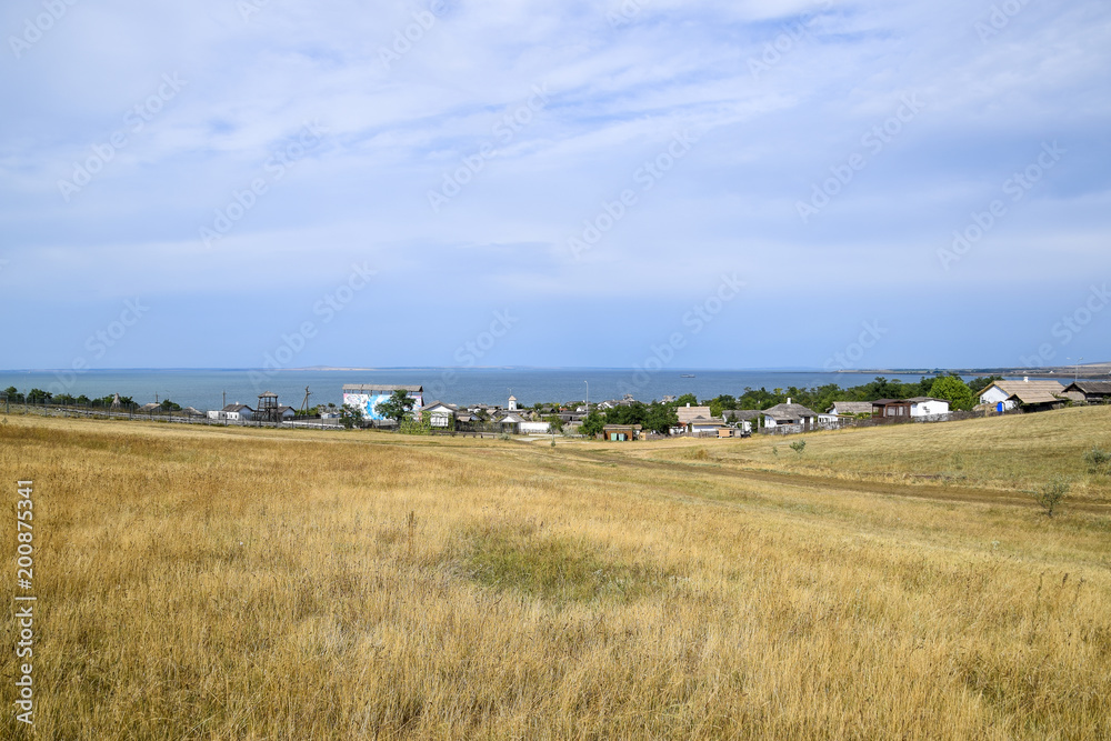The landscape at the Cossack village - a museum Ataman. the village and the sea view from the heights of the hill.