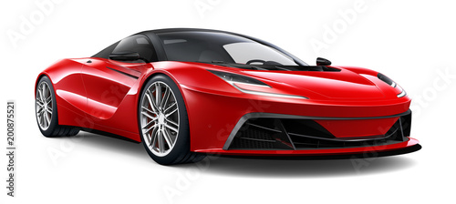 Fotografie Red sport coupe car isolated on white