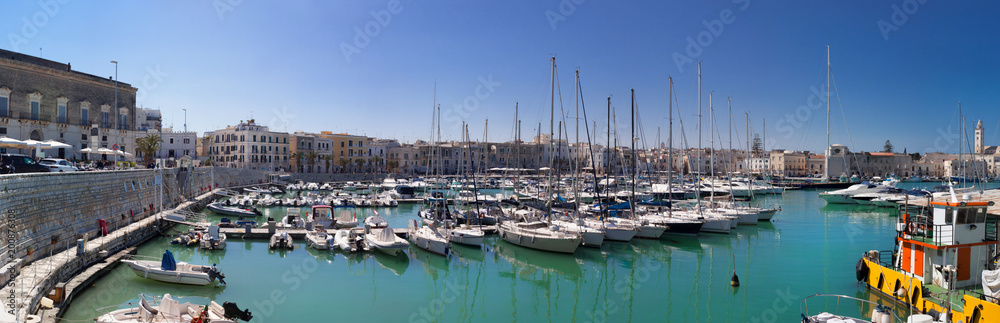 Wide panoramic view of port and city in the south of italy