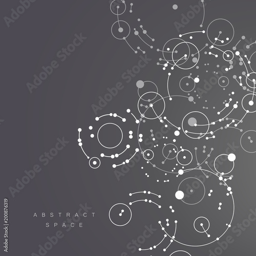 Network background with abstract connection circles and dots