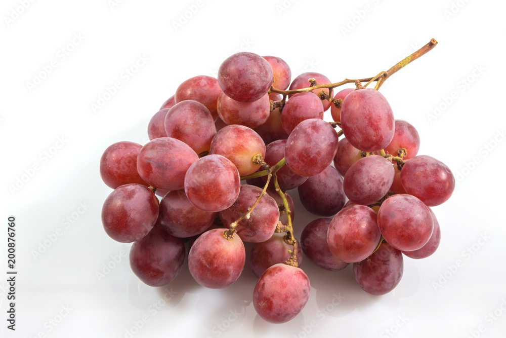 Red grape bunch, wine grapes isolated on white background, healthy fruit, Food concept.