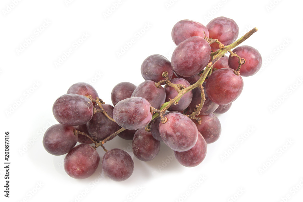 Red grape bunch, wine grapes isolated on white background, healthy fruit, Food concept.