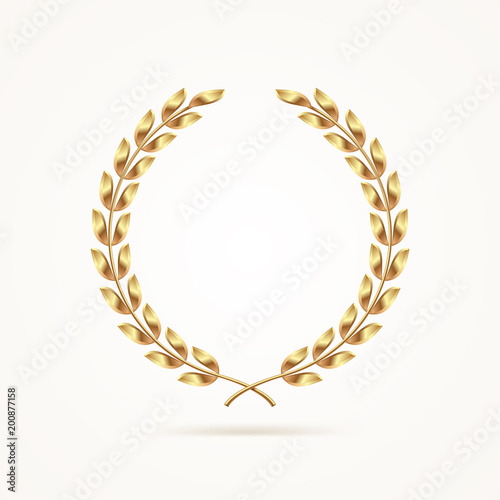 Golden laurel wreath. Vector illustration.
