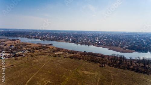 Aerial view of the city lake. © leo_nik