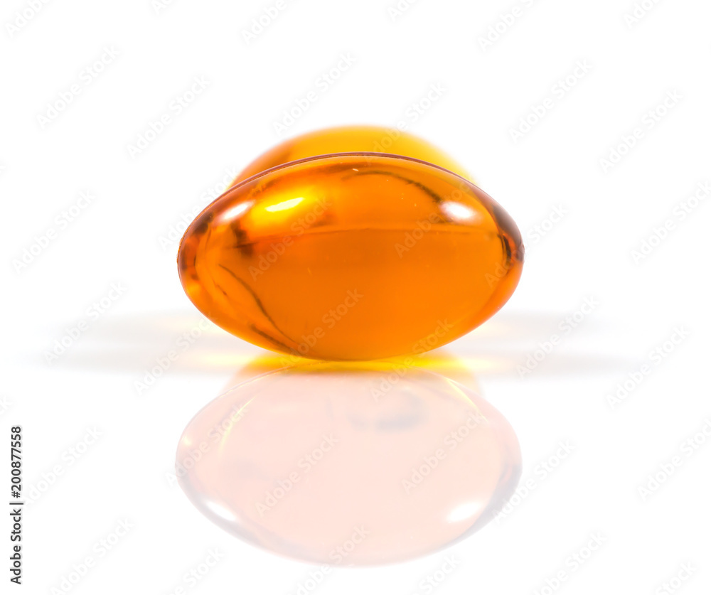 Vitamins supplementary food, Cod liver oil omega 3 gel capsules, Fish oil supplement capsule, vitamin e capsules isolated on a white background. Vitamins supplementary food, Cod liver oil omega 3 gel capsules, Fish oil supplement capsule, vitamin e capsules isolated on a white background.