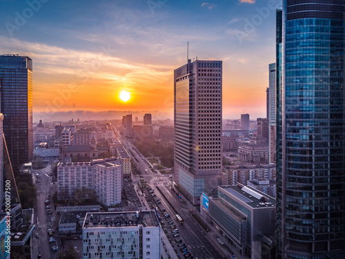 Obraz na płótnie Warszawa o poranku w salonie