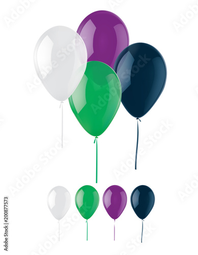 Color Balloons isolated on White. Realistic vector 3d illustration