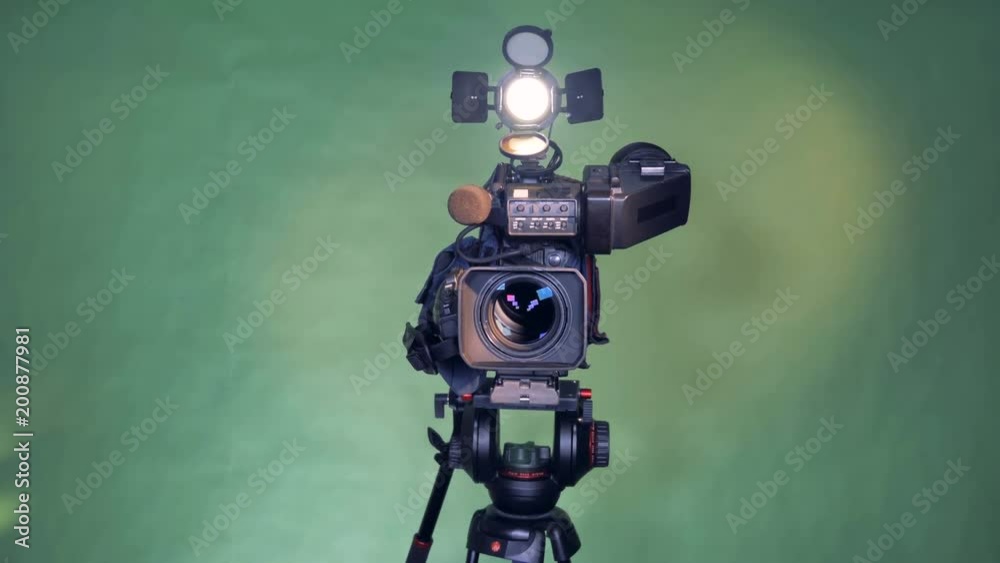 General view of a video camera turning straight General view of a video camera turning straight
